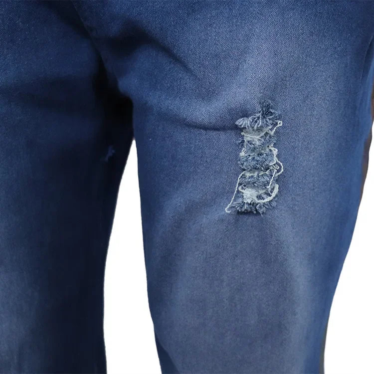 Two Piece Set Women Cowboy Suit Jean Jacket Single Breasted Turndown Collar Hole Flare Pants Female Outfits Casual Ensemble Beauty hair & fashionfj