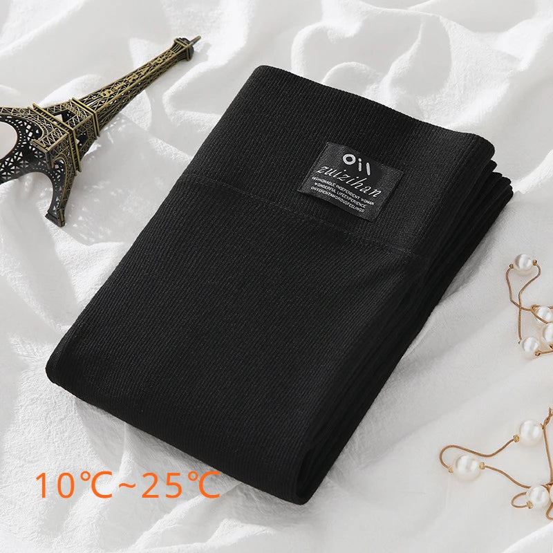 Winter Leggings Thick Thermal Pants High-waisted Leggings Women's Threaded Leggings Comfortable Stretch Leggings Black Thin