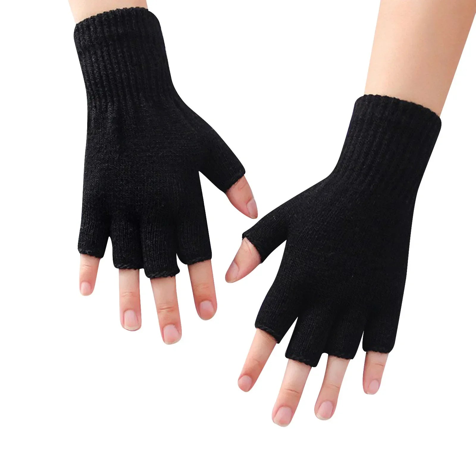 Women's winter gloves, thickened men's outdoor cycling gloves, connected finger gloves, half finger gloves, cotton new style