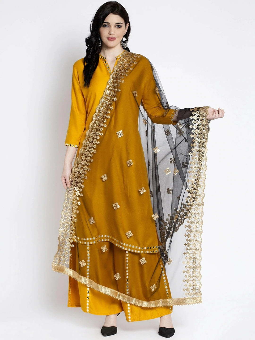 Indian Saree Long Cotton Silk Yellow Ethnic Style Thin Breathable Top Pants Scarf Indian Sari Traditional Indian Clothing Set Beauty hair & fashionfj