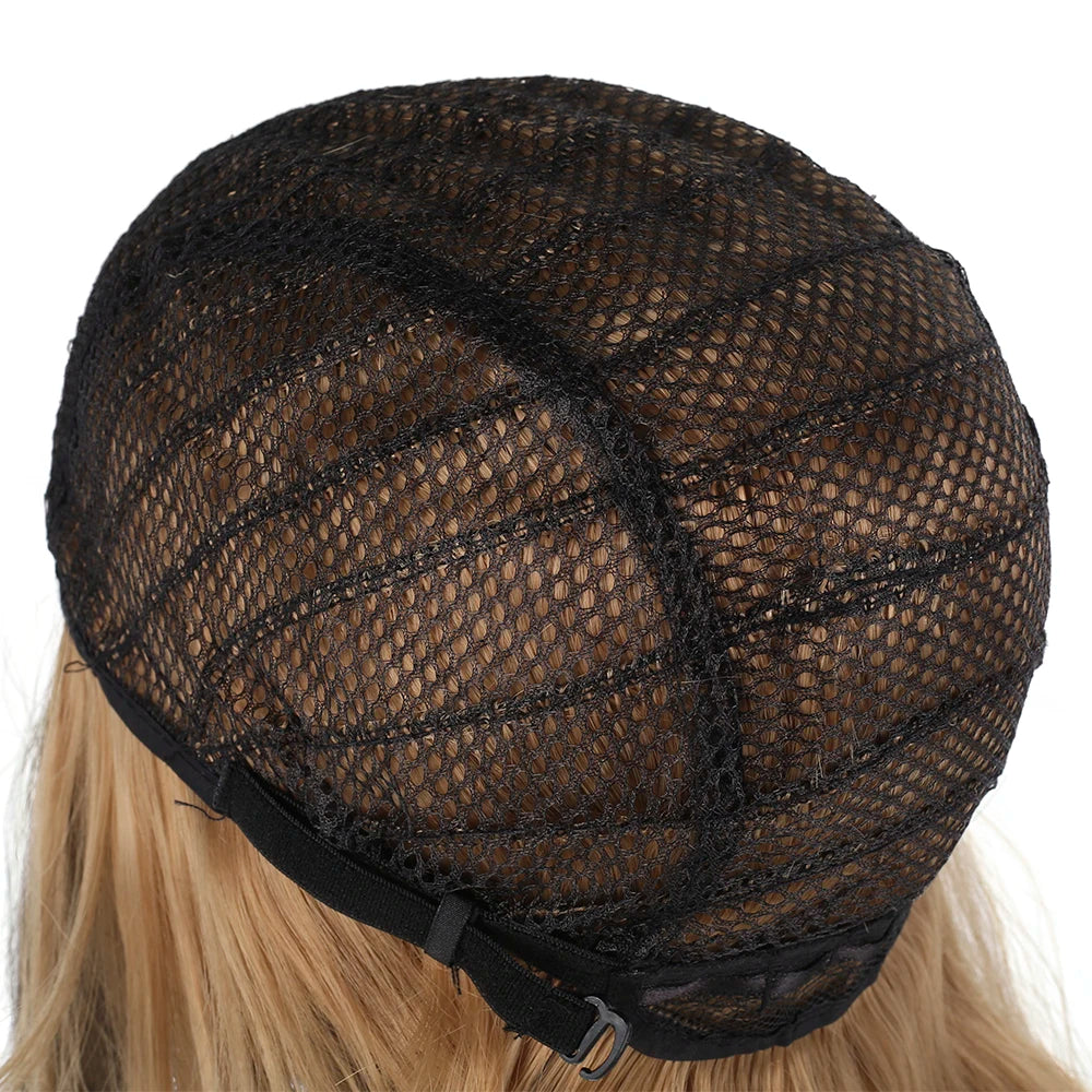 Long Wavy Flax Golden Wig for Women 65-70cm Synthetic Looking Wigs High Temperature Silk Full Curly Wigs for Daily Party Cosplay