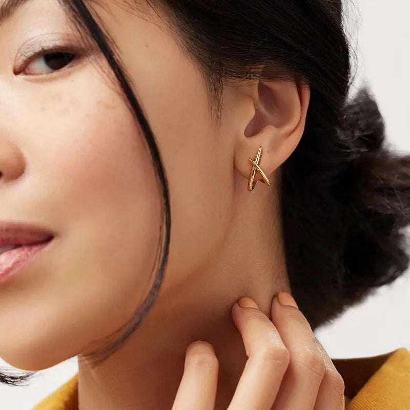 Gold Earrings for Women Trendy, 14K Gold Plated Dainty Simple Minimalist Hypoallergenic Stud Earring for Teen Gifts Jewerlry