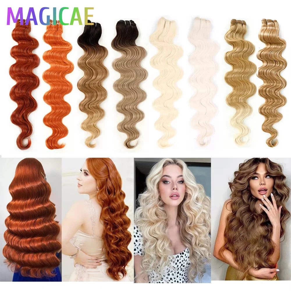 30Inches Red Burgundy High Temperature Soft Sliver White 613 Natural Fiber Hair Extensions GREY Bio Body Wave Hair Weave Bundles