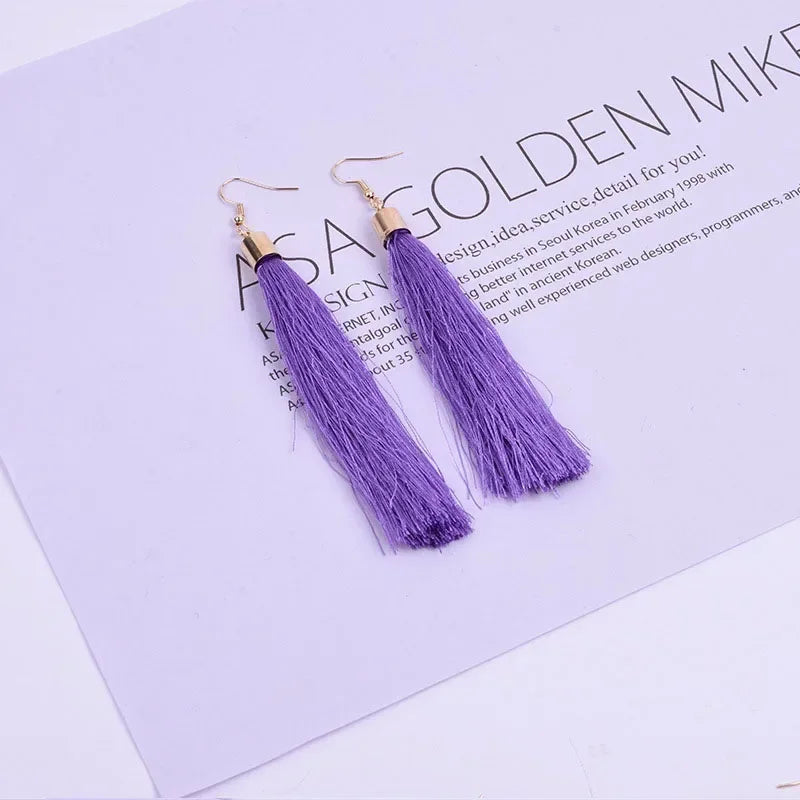 FSUNION 2025 New Fashion Vintage Tassel Earrings Women  Brand Jewelry Geometric Gold Color Simple Dangle Drop