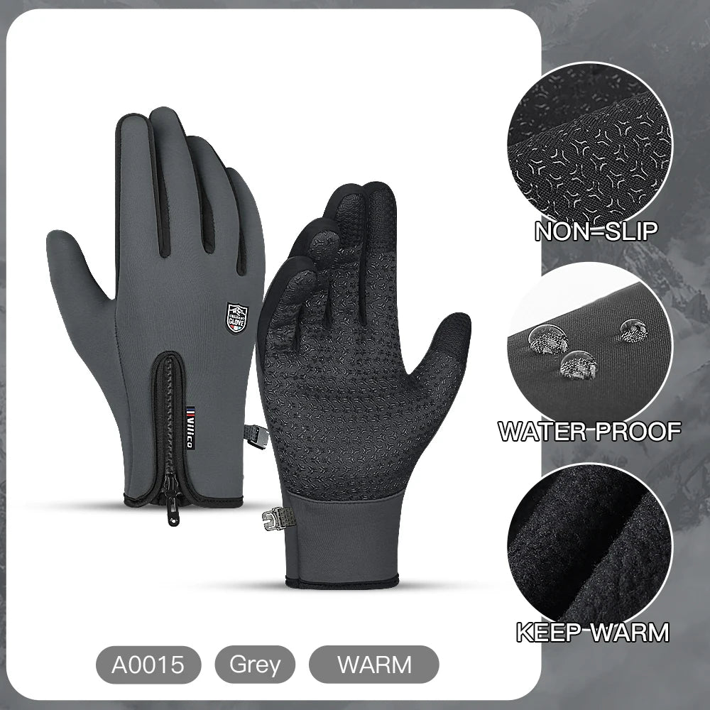 Thermal Gloves For Men Winter Cycling Bike Warm Fleece Cold Resistance Wind Waterproof Outdoor Running Skiing Mittens