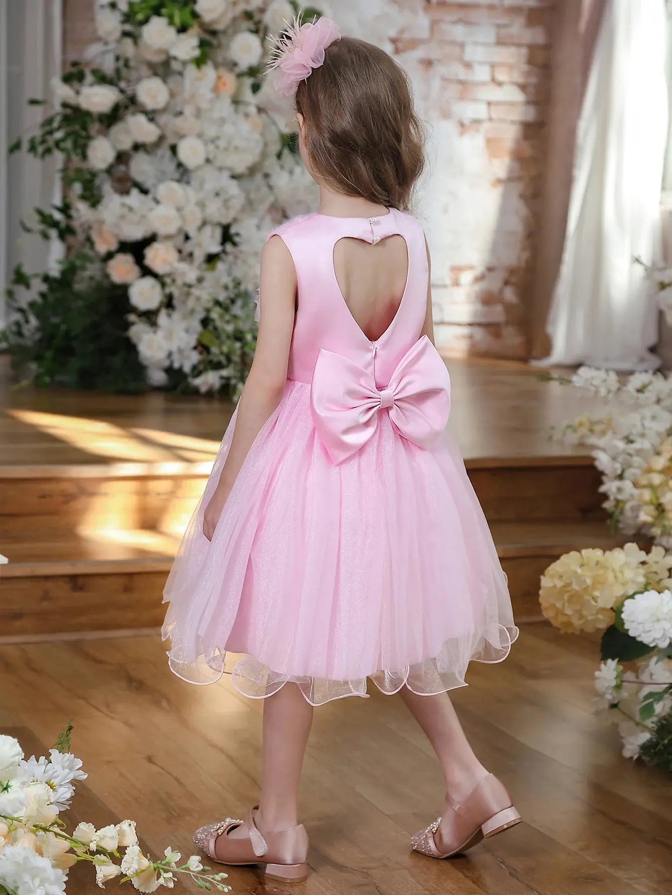 Girls Sleeveless Lace Stereoscopic Flower Ballet Short Dress Princess Birthday Party Dresses Beauty hair & fashionfj