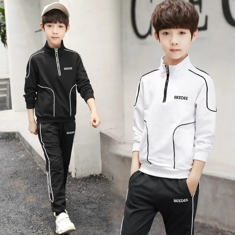 Spring Autumn Teenager Boys Clothing Sets Child Fashion Letter Sweatshirt + Pants 2Pcs Kids Tracksuit 4 5 6 7 8 9 10 11 12 Years Beauty hair & fashionfj