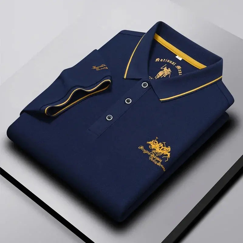 Men's Business Casual Short Sleeved Embroidered Solid Color Polo Shirt Fashionable Breathable Comfortable Summer Versatile Top Beauty hair & fashionfj