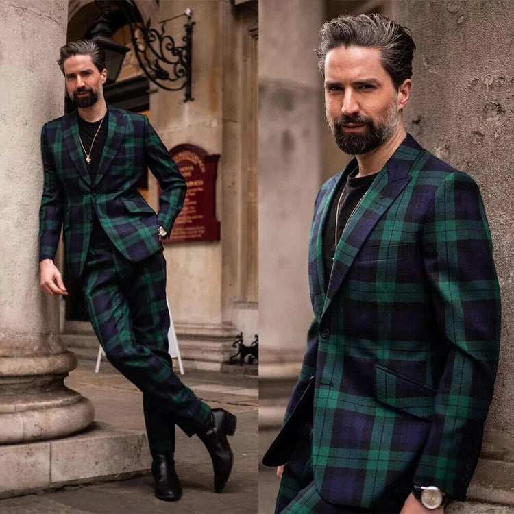 Elegant Men Suits Single Breasted Peak Lapel Slim Fit Male Clothing 2 Piece Jacket Pants Sets Formal Prom Party Costume Homme Beauty hair & fashionfj