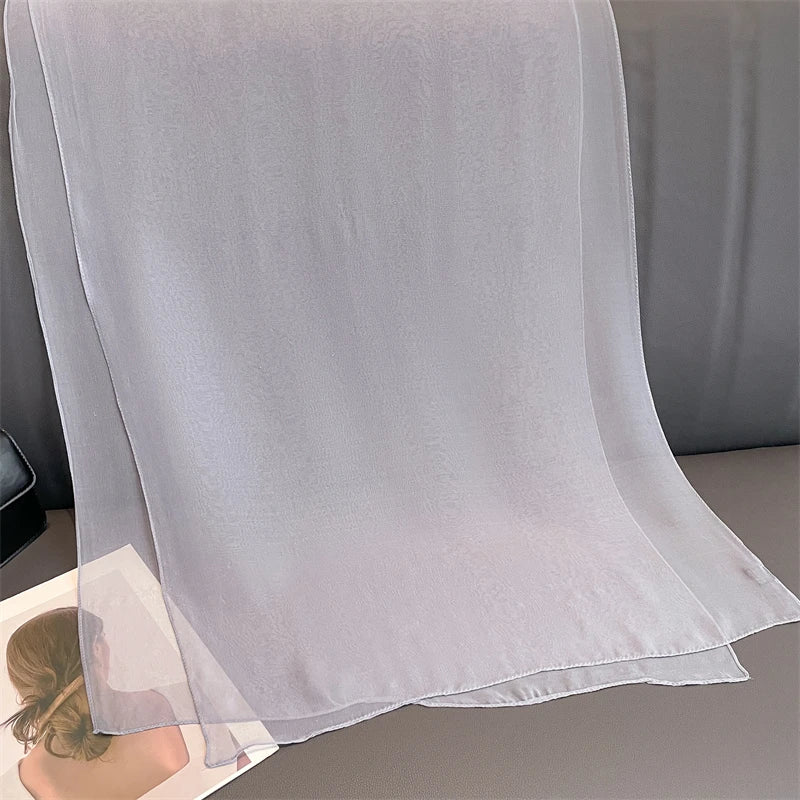 Fashion Feathry Chiffon Soft Solid Scarf Shawl Decorate Silk Scarves Breathable Sun Protection Elegant Lady Versatile Bandana Beauty hair & fashionfj