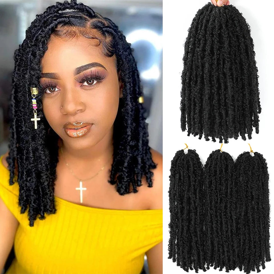 DONGHOU 12 Inch Butterfly Locks Crochet Hair Extensions Distressed Butterfly Locs Meches Locks Butterfly Soft Locs Crochet Hair