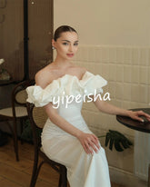 Customized High Quality Jersey Pleat Column Off-the-shoulde Midi Dresses Evening  Classic Exquisite Modern Style Pastrol Unisex Beauty hair & fashionfj