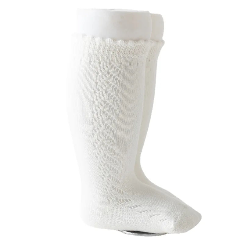New Children's Socks For Boys Girls Knitted Cotton Long Sock Knee High Toddlers Stockings Summer Hollow Out Infant Baby Socken