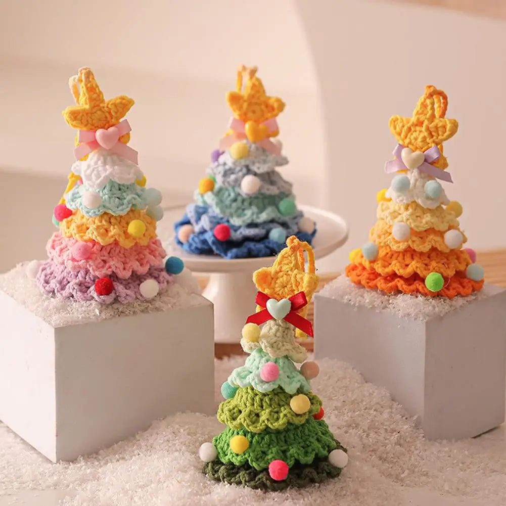 Christmas Tree Car Ornament Christmas Tree Knit Hand-knitted Gift Creative Ornament Home Decoration Christmas Gift Birthday Gift