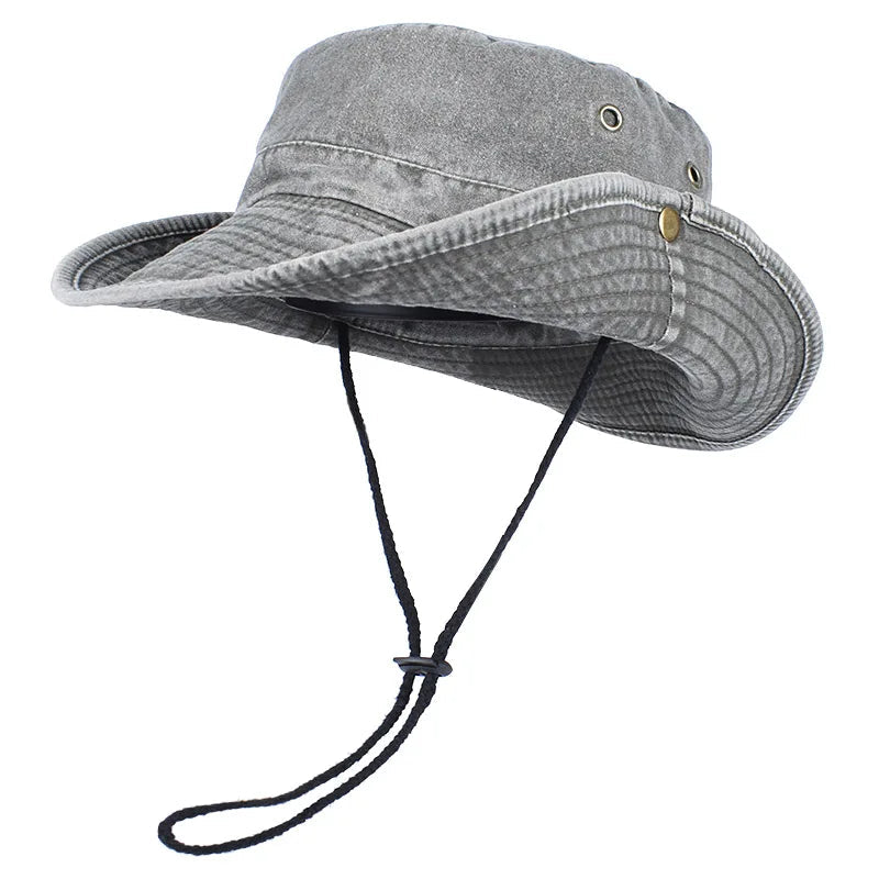 Summer Bucket Hats 2025 Outdoor Sun Hat Woman Solid Cotton Wide Brim UV Protection Men's Panama Hat Beach Fisherman Fishing Cap Beauty hair & fashionfj
