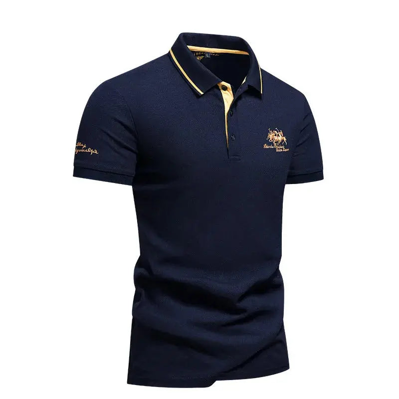 summer Men's Short Sleeve Embroidered Polo T-Shirt Lightweight Casual Streetwear Lapel Vintage Business tshirts Beauty hair & fashionfj