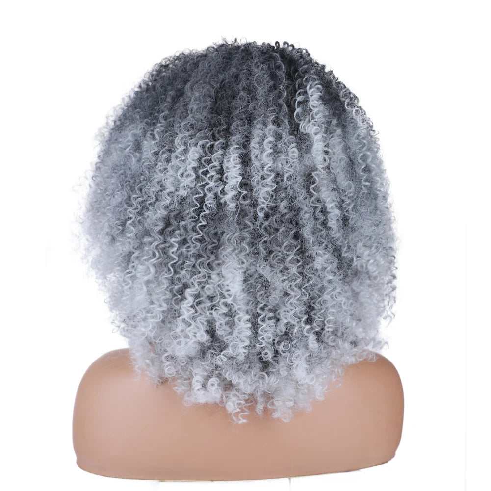 Blice Afro Kinky Curly Wigs With Bangs Short Hair Wig For Black Women Glueless Synthetic Cosplay Wig 18 Inch