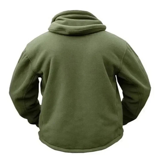 Winter Fleece Jacket Men's Military Tactical Jacket Solid Warm Fleece Coats with Hat Outdoor Sports Combat Hiking Polar Jacket