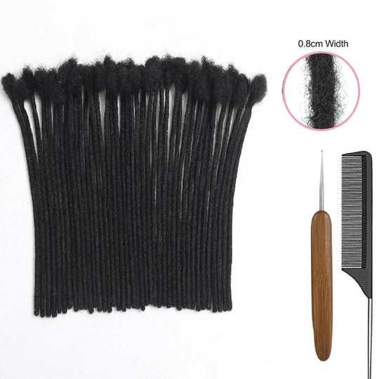 Afro Fully Handmade Permanent Loc Extensions Human Hair 0.8cm Boho Braids Dreadlock Extension Human Hair For Women 10-40 Strands Beauty hair & fashionfj