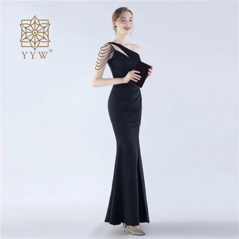 Women Dinner Evening Prom Dress Beading Sexy Formal Occasion Ball Gown Ceremony Party Classic Ladies Elegant Gala Dress 2024 New Beauty hair & fashionfj