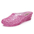36-40 Women Slippers Summer Wedges Sandals Transparent Crystal Shoes Female Hollow Out Flip Flops Thick-soled Anti-slip Footwear Beauty hair & fashionfj