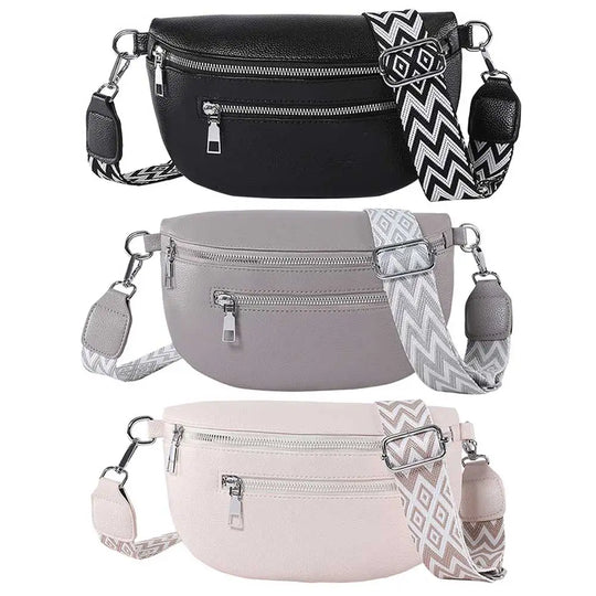 Women Stylish Crossbody Bag with Wide Strap Fashion Sling Bag Multi-pocket Coin Phone Purse Travel Outdoor Bag