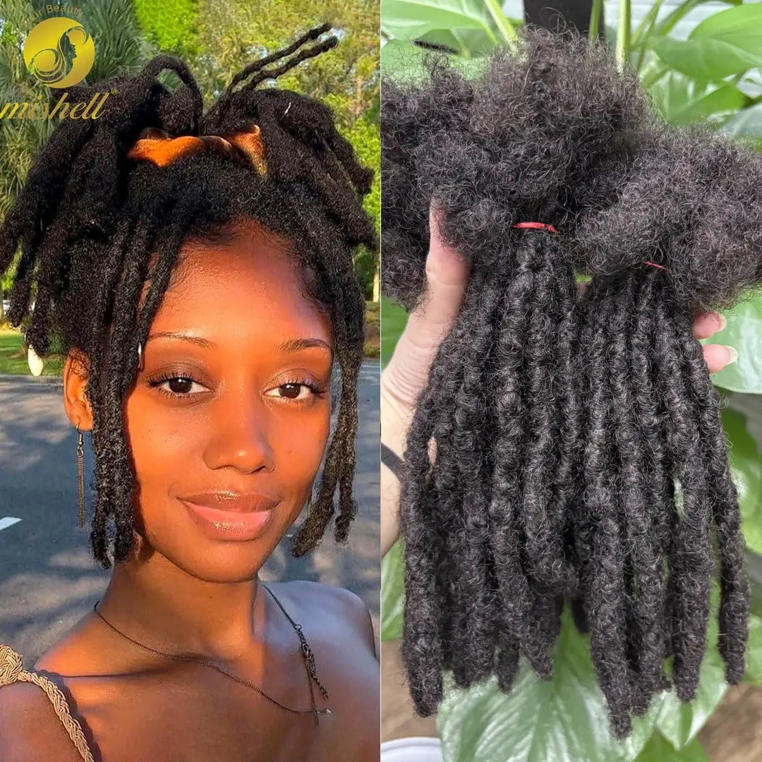 Dreadlock Extensions Human Hair 8 Inch 0.6cm Thickness Locs Inter Extensions for Women Men Kids Full Handmade Permanent Locs Beauty hair & fashionfj