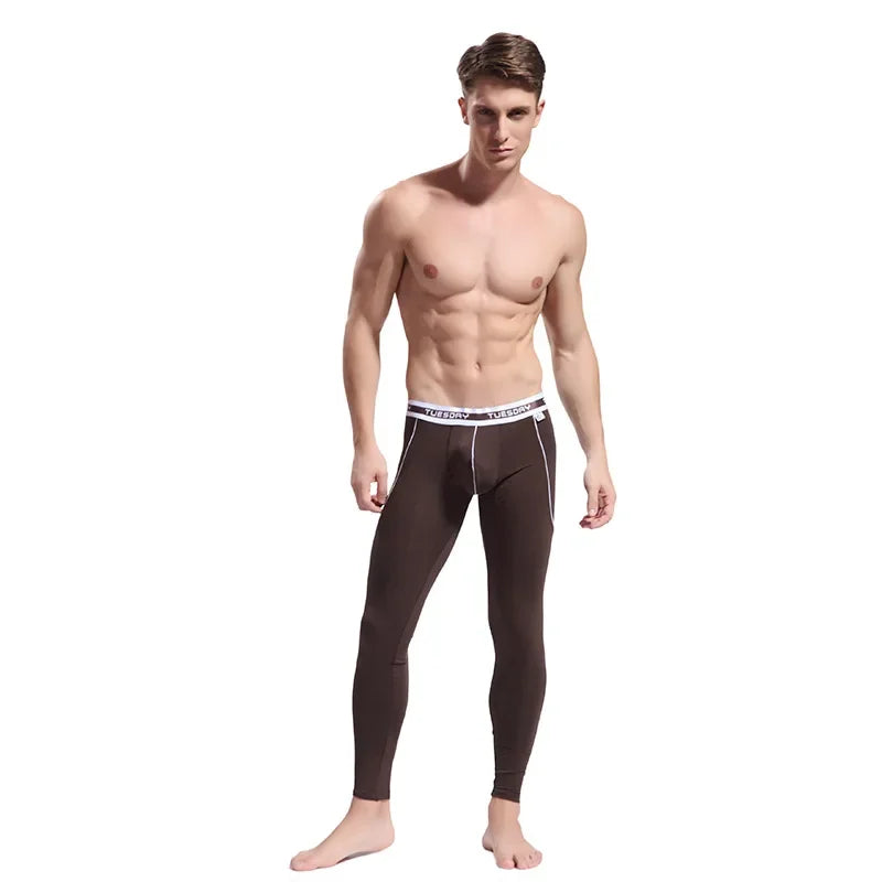 Autumn/Winter Warm Long Pants Men's Thermal Underwear Bottoms Thin Breathable Soft Slim Fit Elasticity Bulge Pouch Legging Basic