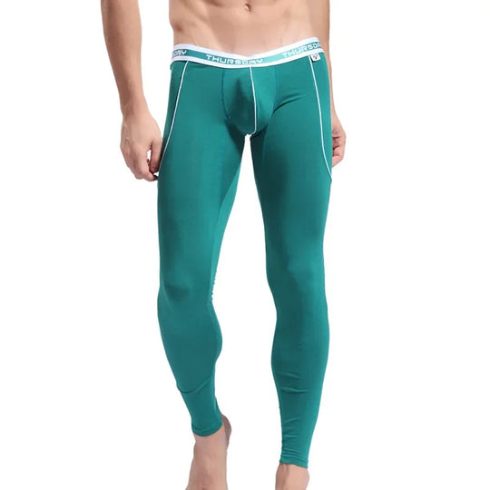Autumn/Winter Warm Long Pants Men's Thermal Underwear Bottoms Thin Breathable Soft Slim Fit Elasticity Bulge Pouch Legging Basic