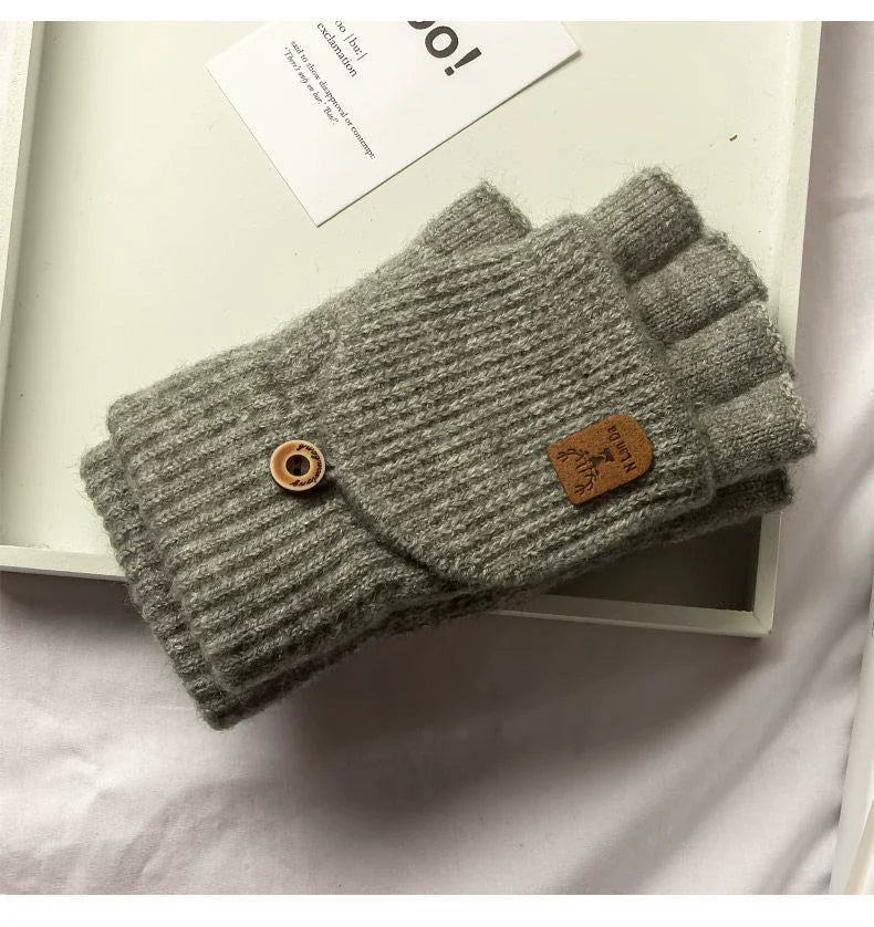 Knitted Fingerless Gloves Winter Thicken Warm Touch Screen Gloves for Men Women Gloves Warm Half Finger Student Gloves