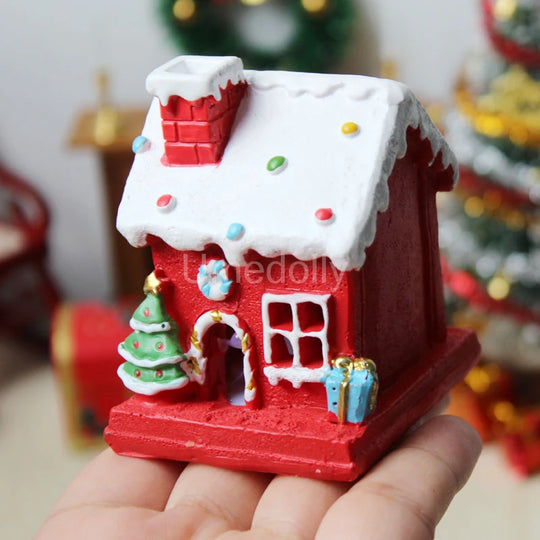 1/12 Scale Miniature Dollhouse Christmas Tree & Mini Fence Doll House X-mas Wreath Decoration Accessories Toy