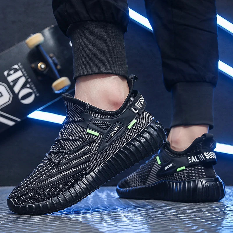 Sports Men's Running Shoes Summer New Classic Breathable Casual Running Breathable Mesh Shock-absorbing Black Tennis Shoes