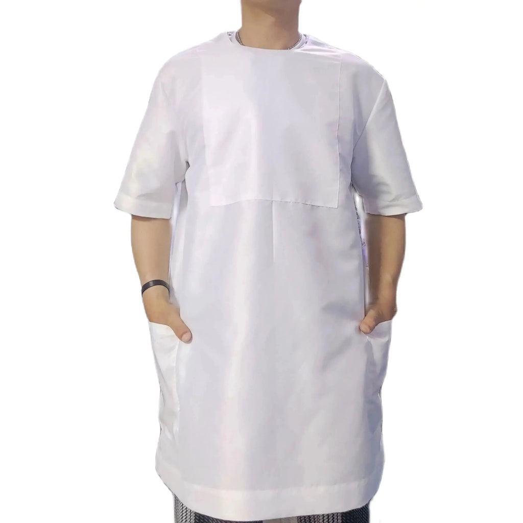 New Arrivals African Fashion Solid White Men's Cotton Pant Suits Short Sleeve Tops+Casual Trousers Custom Nigerian Style Garment Beauty hair & fashionfj