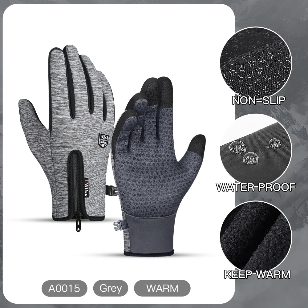 Thermal Gloves For Men Winter Cycling Bike Warm Fleece Cold Resistance Wind Waterproof Outdoor Running Skiing Mittens