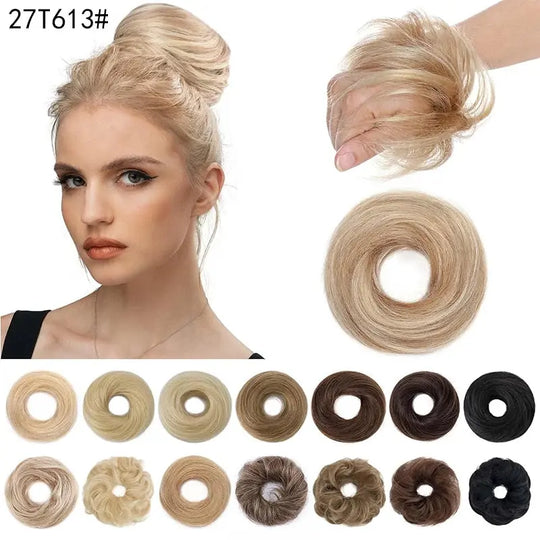 Short Ponytail Bun Hair Extensions Tousled Updo Bun Hairpieces With Elastic Rubber Band Hair Accessories Beauty hair & fashionfj