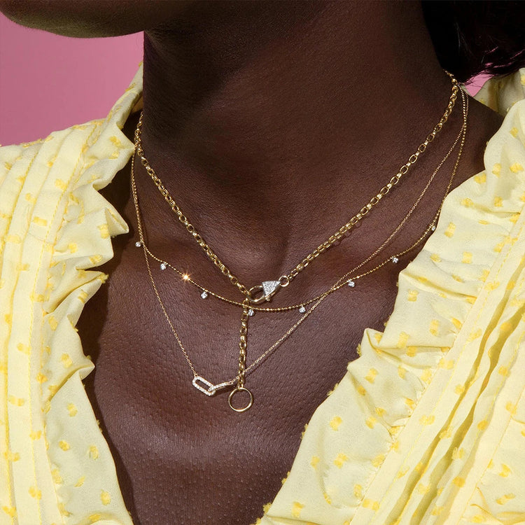 Gold color Shiny Rhinestone Double Circle Pendant Necklace For Women Girl Clavicle Choker Fashion Jewelry Gift Party femme Beauty hair & fashionfj