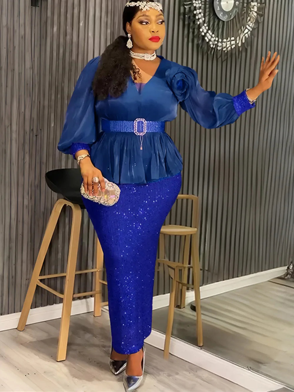 Plus Size African Party Long Dresses for Women 2025 New Dashiki Ankara Sequin Evening Gowns Turkey Outfits Robe Africa Clothing