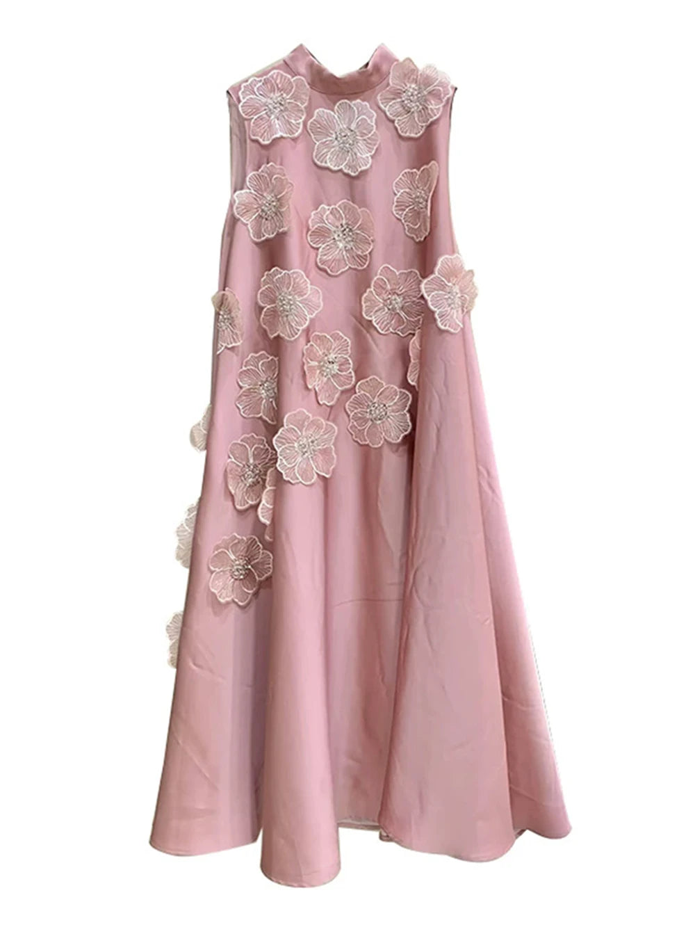 Modphy Women Loose Sequin Flower Splicing Long Dress Sleeveless Maxi Vestidos Retro Dress Casual Solid Baggy Sundress 2025 Beauty hair & fashionfj