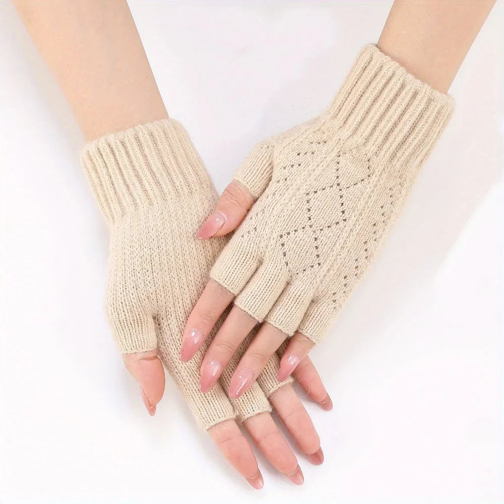 Thermal Winter Half Finger Knitted Gloves for Men and Women -Warm, Breathable and Comfortable for Outdoor Activities and Fitness