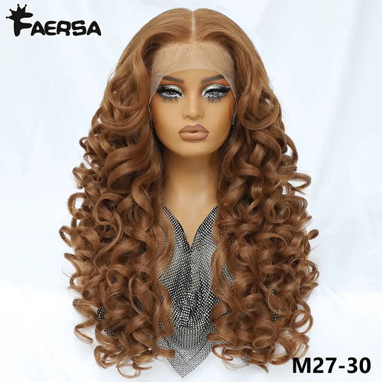 Latisha 13X6 HD 13X5X1 Synthetic Lace Front Wigs Curly Pre Plucked Lace Frontal Wig with Bangs for Women Highlight with Babyhair Beauty hair & fashionfj