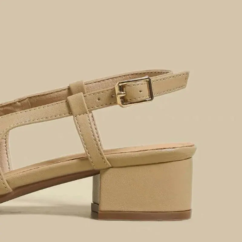 New 2025 Summer Women's Sandals Elegant Medium Heel Toe Mules Comfortable Office Women's Shoes Buckle Heels Dress Shoes Beauty hair & fashionfj