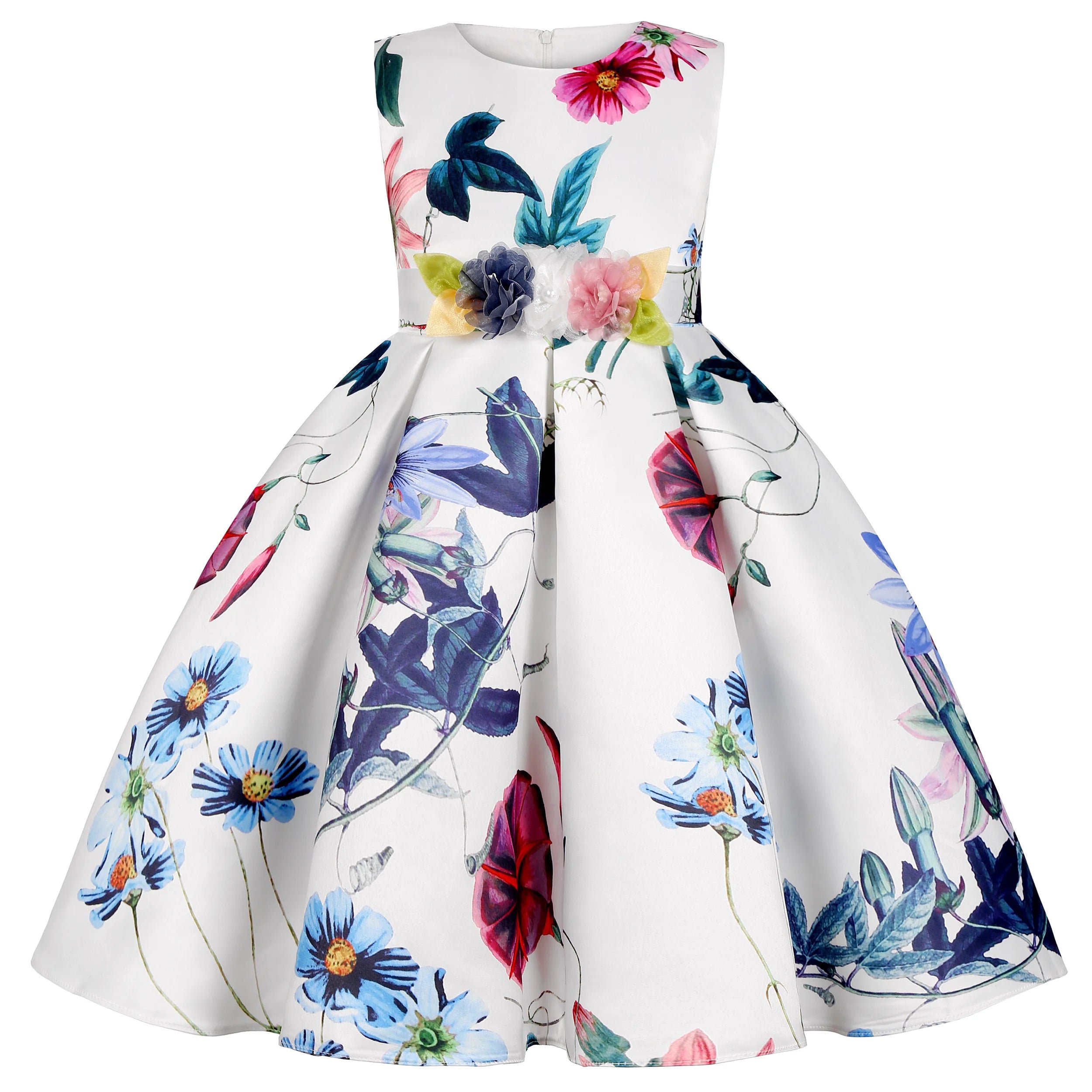 2025European and American children's new flower vintage print princess dress girl holiday party dress dress Beauty hair & fashionfj