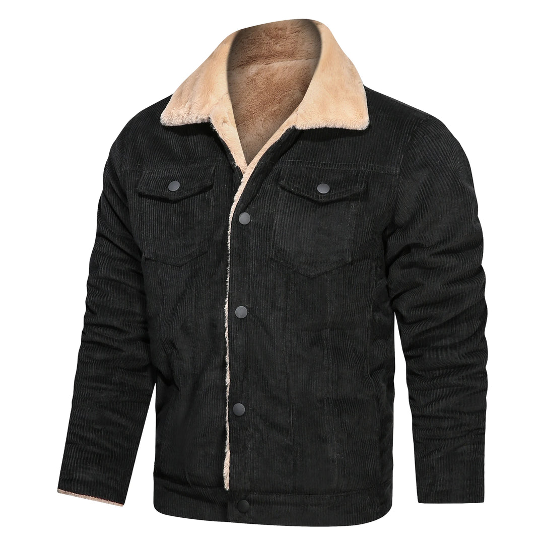 Winter Men's Outdoor Parkas Jacket with Fleece Lining and Multiple Pockets Wool/Polyester