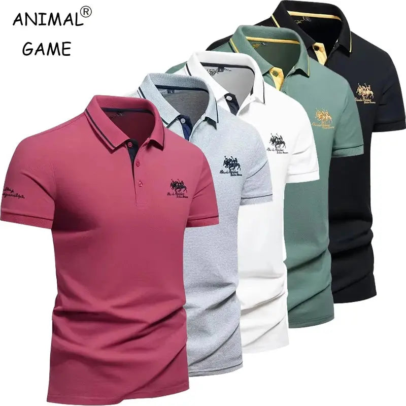 summer Men's Short Sleeve Embroidered Polo T-Shirt Lightweight Casual Streetwear Lapel Vintage Business tshirts Beauty hair & fashionfj