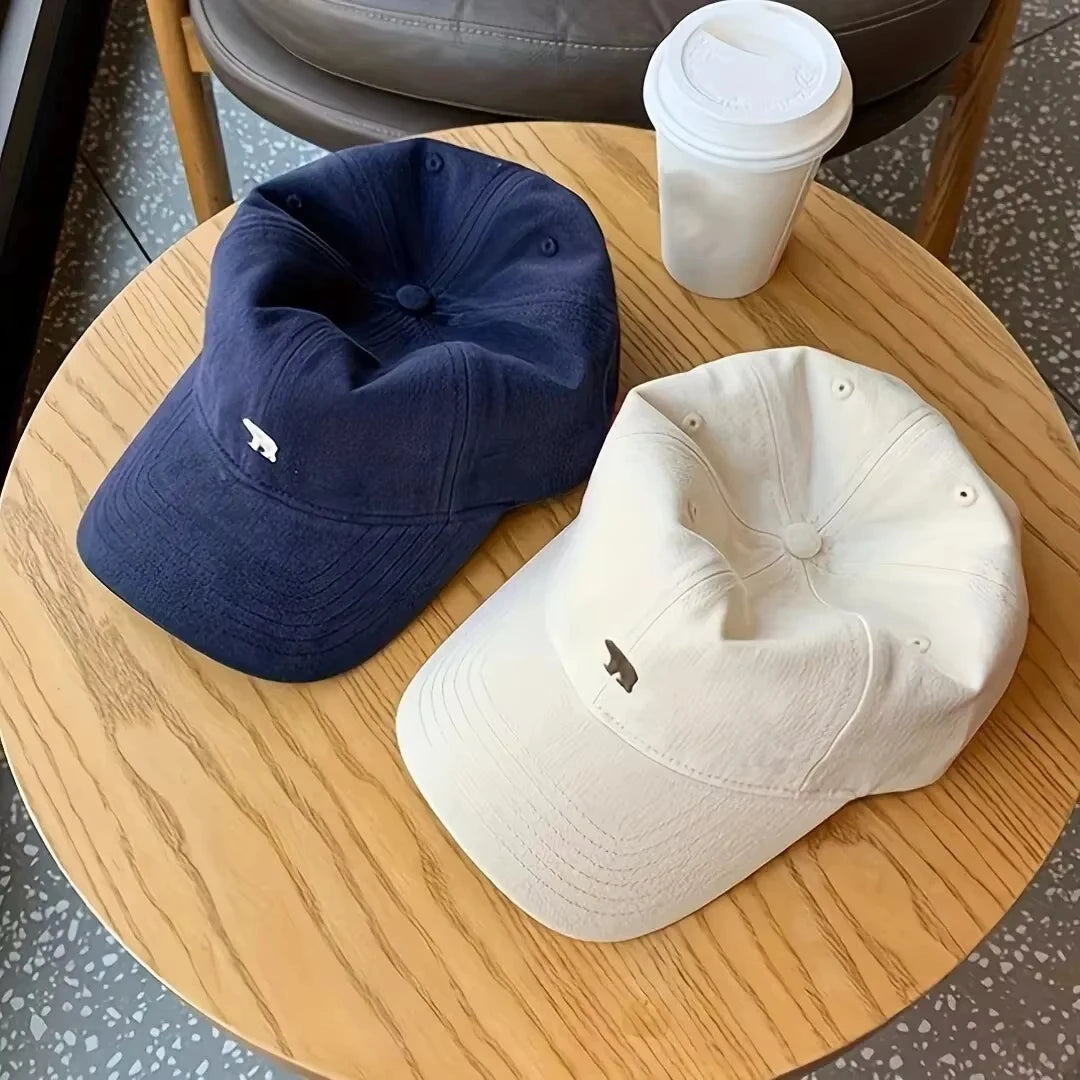 Polar Bear Embroidered Baseball Hats for Men and Women, Wide brims to Show Face, Small Retro Hats, Soft Top Duck Tongue Hats Beauty hair & fashionfj
