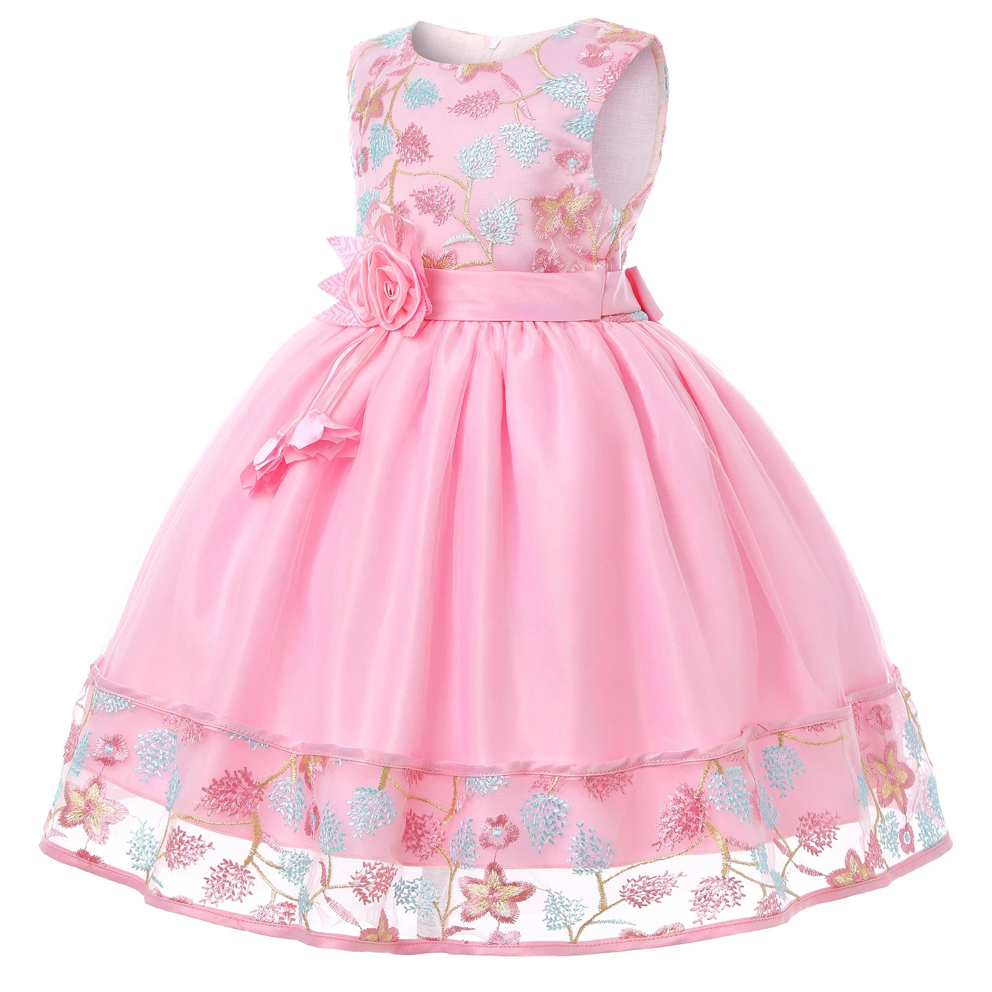 European and American embroidery dress dress girl's party lace princess dress flower child net gauze Pengpeng dress Beauty hair & fashionfj