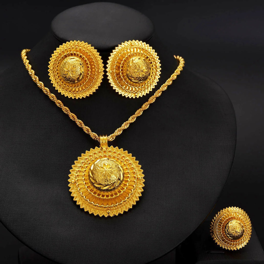 Ethiopian Jewelry sets Pendant Earrings Ring 3-Piece Sets African Eritrean Wedding Engagement Ethnic Gifts #065