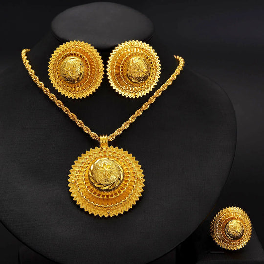 Ethiopian Jewelry sets Pendant Earrings Ring 3-Piece Sets African Eritrean Wedding Engagement Ethnic Gifts #065