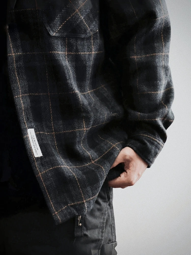 Mens Flannel Shirts American Vintage Streetwear Thick Plaid Oversized Cargo Long Sleeve Loose Fit Casual Workwear Autumn Winter Beauty hair & fashionfj