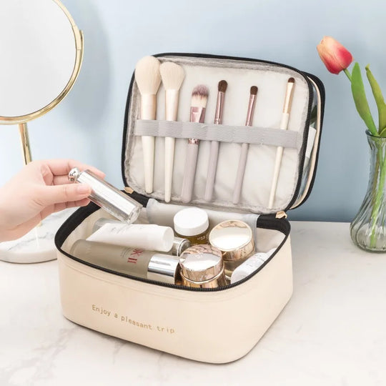 Double makeup bag PU transparent toiletries portable fashion waterproof travel large capacity storage bag